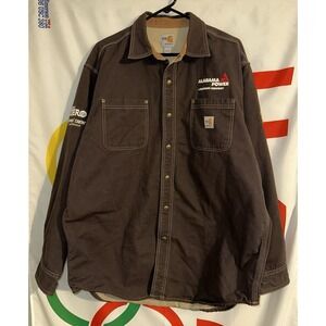 Carhartt Shirt Mens Large Flame Resistant Long Sleeve Brown Snap Alabama Power